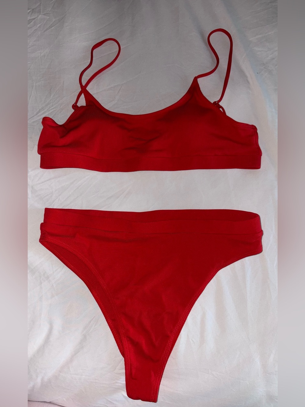 MATTE SWIM- Red Ribbed Two-Piece Bikini Set